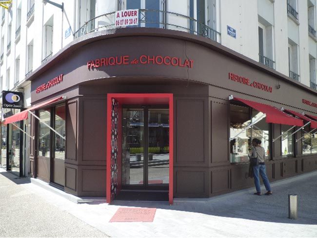 devanture de la chocolaterie histoire de chocolat